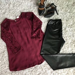 Faux Leather Leggings. Black Leggings.